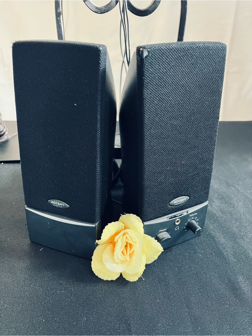 Black Accents Desktop Computer Speakers with Volume Control